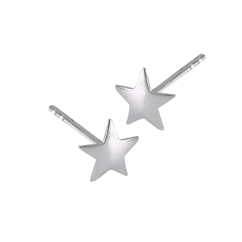 Simple Tiny Star Post High Polish Symbol .925 Sterling Silver Traditional Stud Earrings
