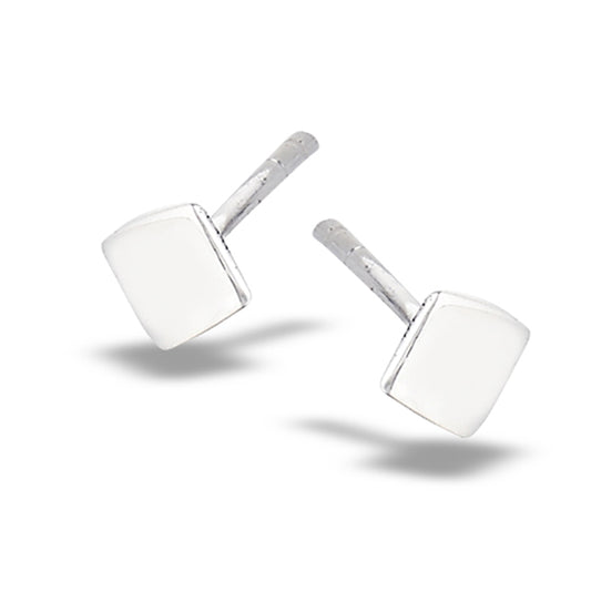 Square Post Geometric Modern High Polish .925 Sterling Silver Simple Shape Stud Earrings