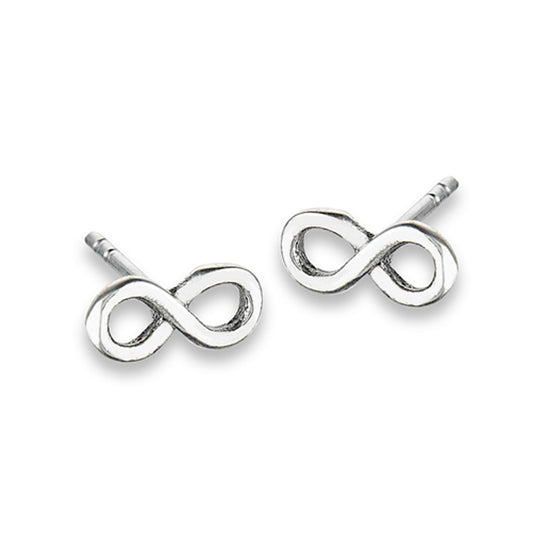 High Polish Tiny Infinity Symbol Post .925 Sterling Silver Endless Loop Stud Earrings