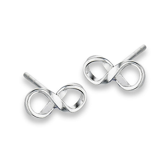 Twisted Infinity Symbol High Polish Endless Loop .925 Sterling Silver Stud Earrings