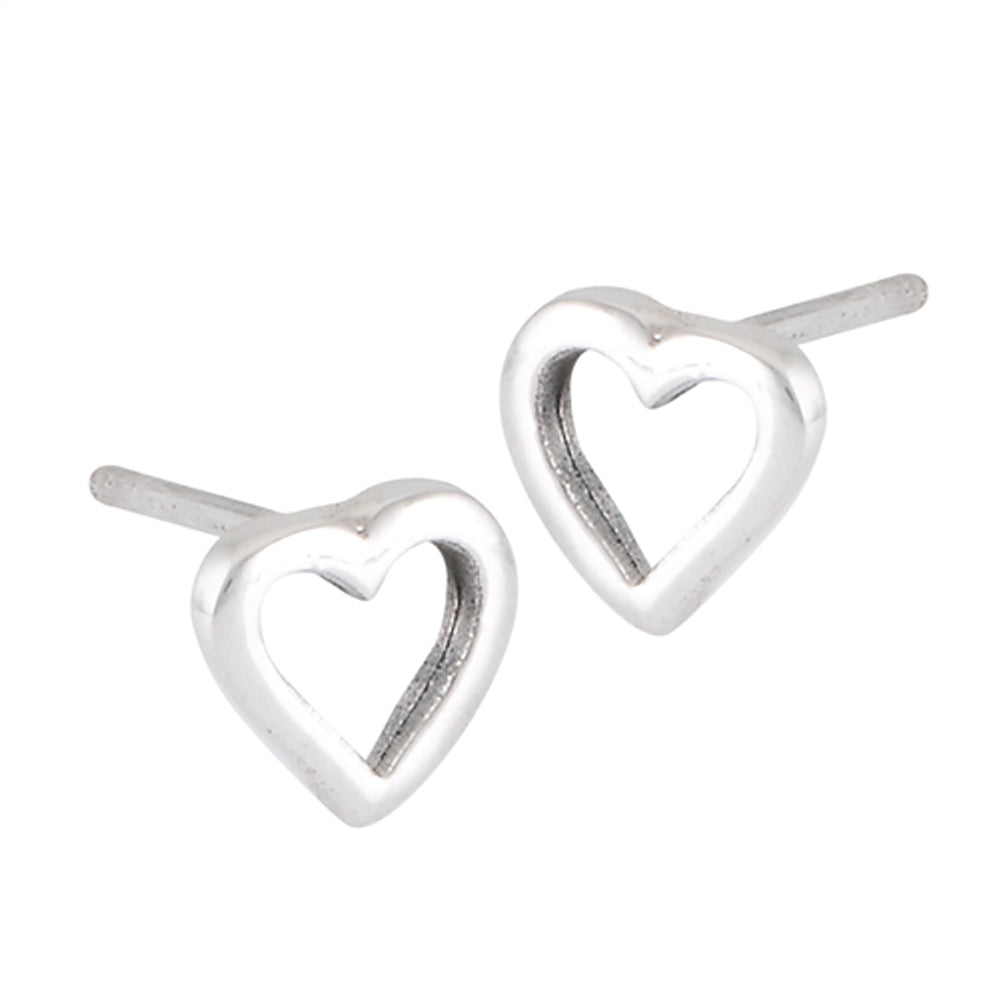 Cutout Heart Tiny High Polish Promise .925 Sterling Silver Open Small Stud Earrings