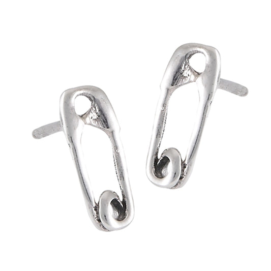 Stud Safety Pin Simple .925 Sterling Silver Standard Baby Stud Earrings