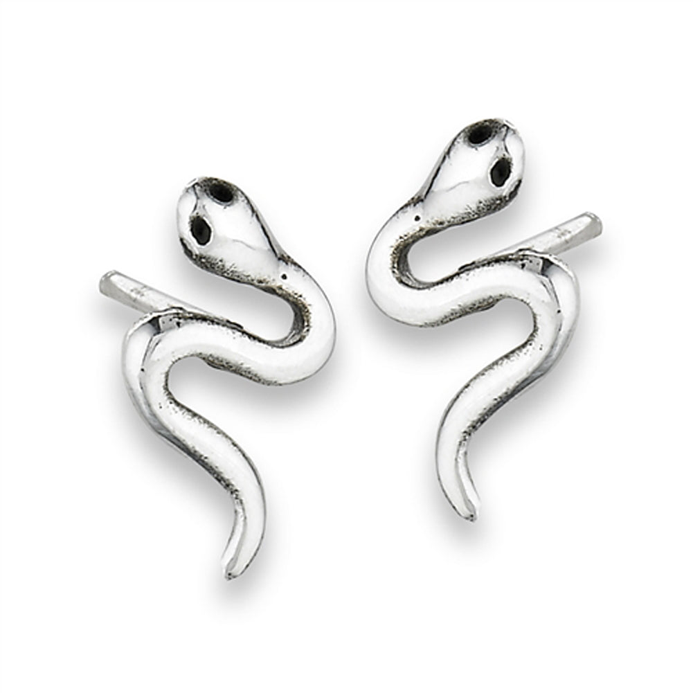 Snake Animal .925 Sterling Silver Reptile Simple Stud Earrings