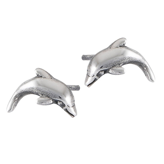 Stud Dolphin Animal .925 Sterling Silver Porpoise Ocean Stud Earrings