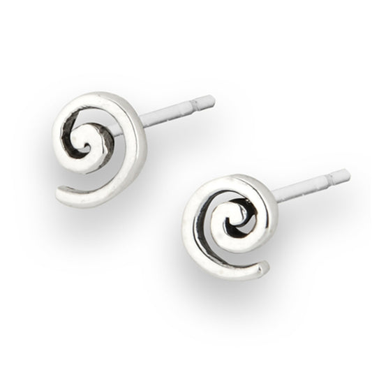 Round Swirl Maze Spiral .925 Sterling Silver Illusion Stud Earrings