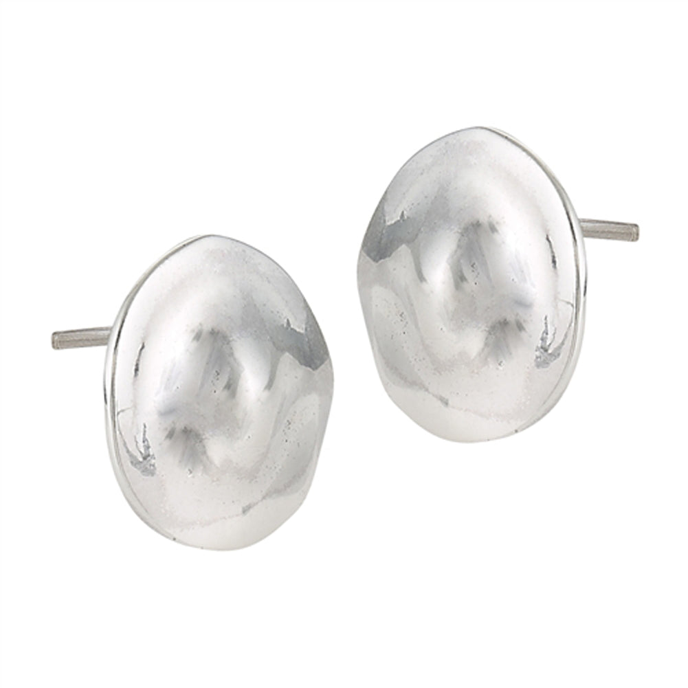High Polish Round Bump .925 Sterling Silver Cute Stud Earrings