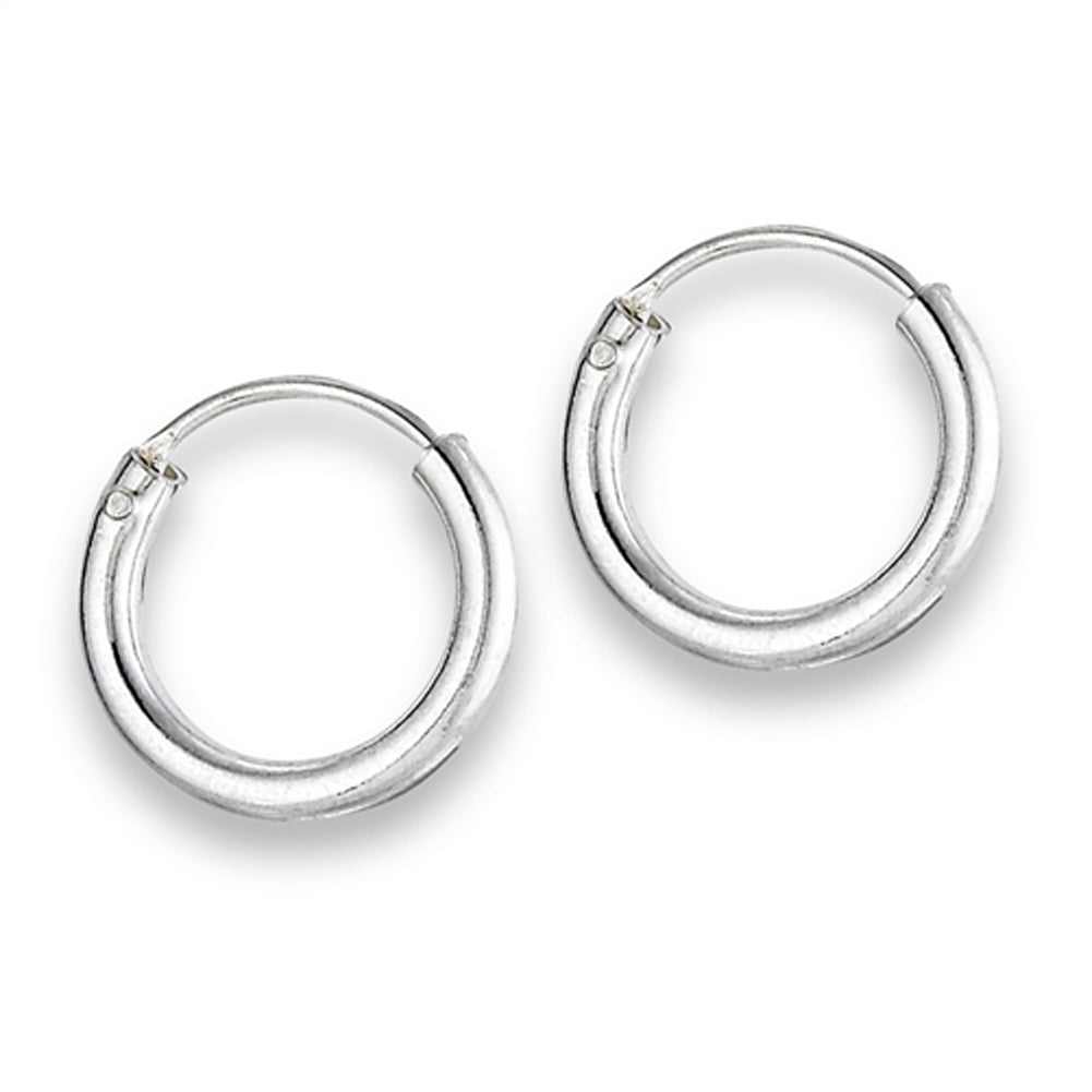 High Polish Classic Hoop Simple .925 Sterling Silver Circle Round Earrings