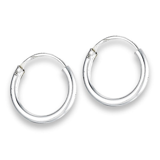Circle Infinity Hoop Classic .925 Sterling Silver Sleek High Polish Simple Earrings
