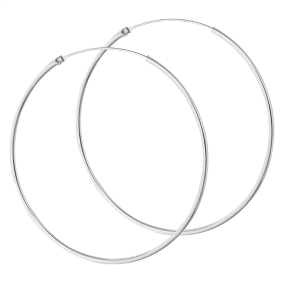 High Polish Large Thin Hoop Endless .925 Sterling Silver Infinity Continuous Earrings