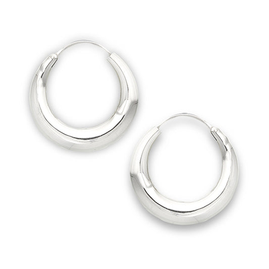High Polish Hoops Chunky Round Bold .925 Sterling Silver Simple Earrings