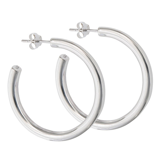 Bold Hoop Stud Extra Chunky Fashion .925 Sterling Silver Statement Round Earrings
