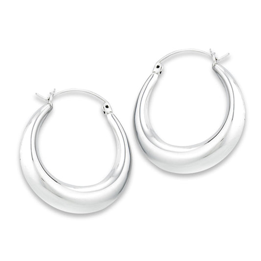 High Polish Hoop Tapered Rounded Loop Circle .925 Sterling Silver Infinity Earrings