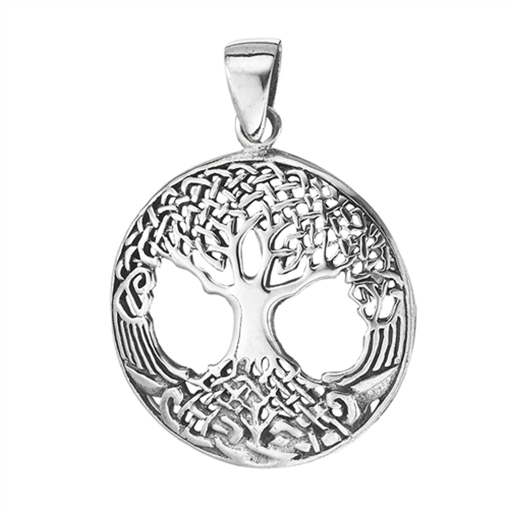 Branch Tree of Life Pendant .925 Sterling Silver Tribal Braided Leaf Filigree Charm