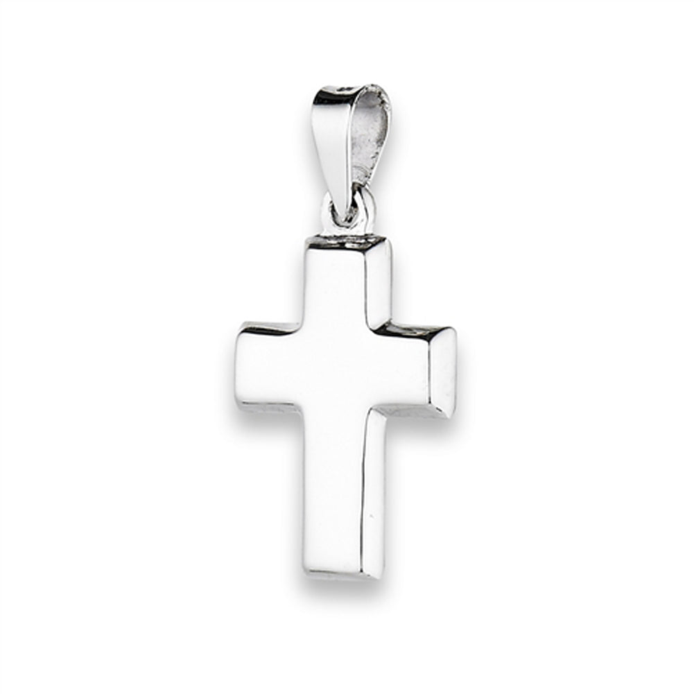 Tiny Cross Pendant .925 Sterling Silver Criss cross Chunky Small High Polish Charm