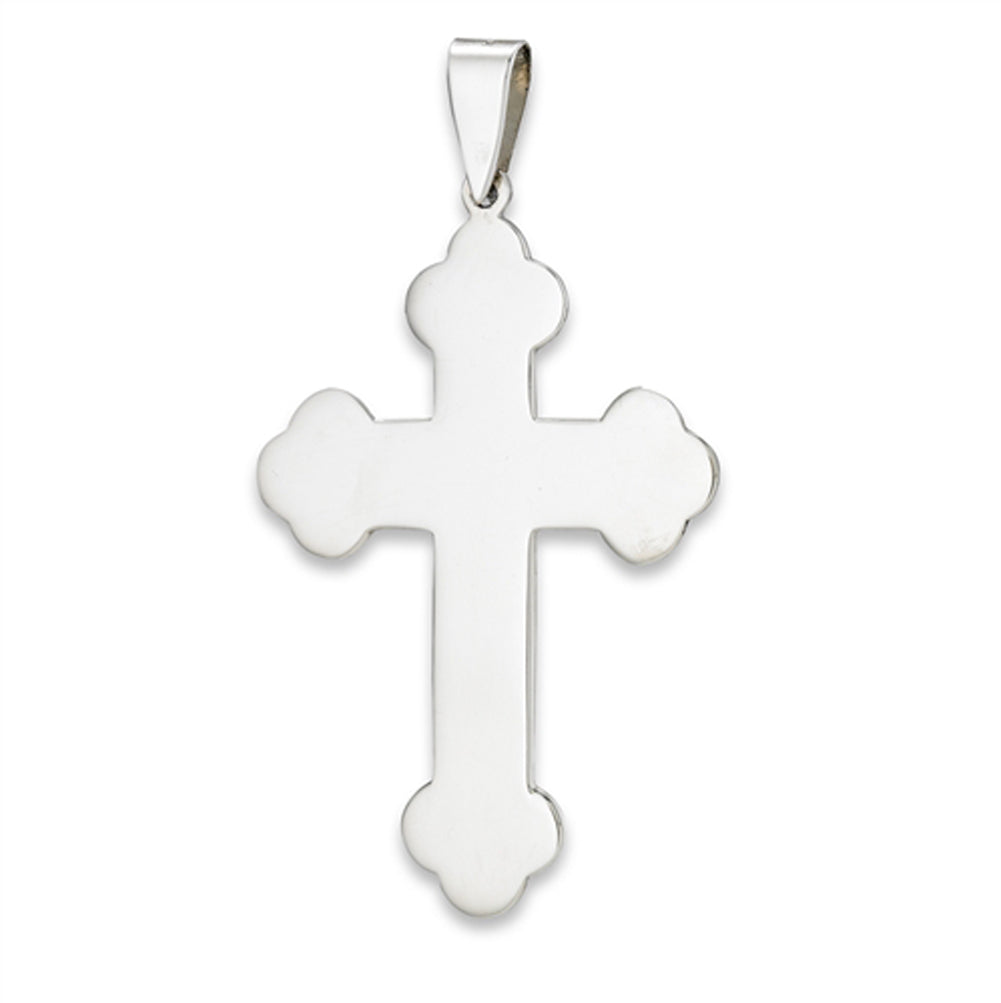 Chunky Cross Pendant .925 Sterling Silver Rounded Traditional Heavy Simple Charm