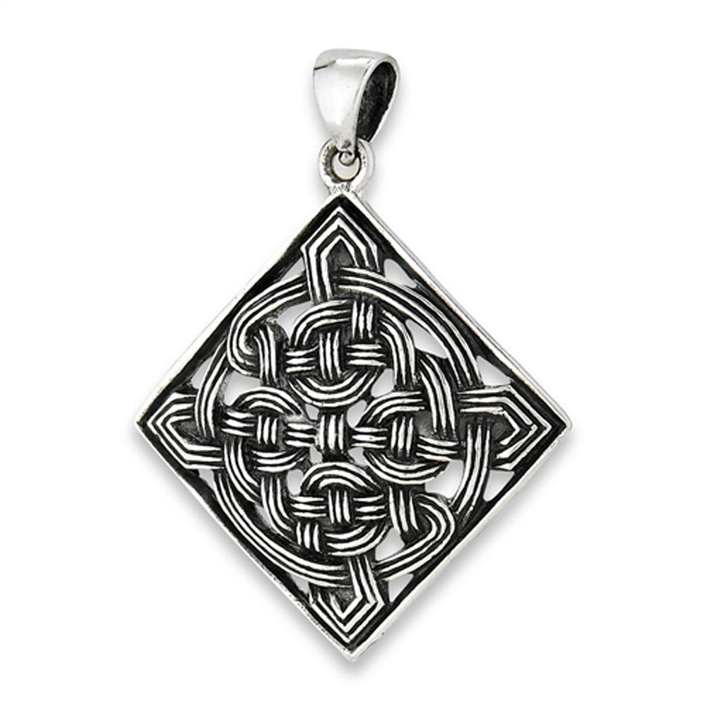 Knot Celtic Pendant .925 Sterling Silver Endless Square Woven Infinity Charm