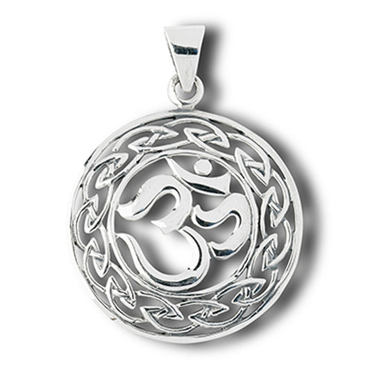 Om Sign Celtic Pendant .925 Sterling Silver Meditation Chakra Endless Charm