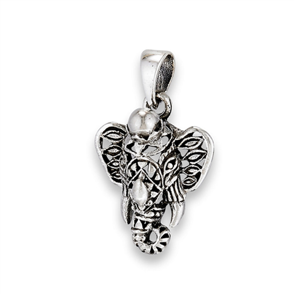 Animal Elephant Pendant .925 Sterling Silver Ornamental Tiny Ganesh Traditional Charm