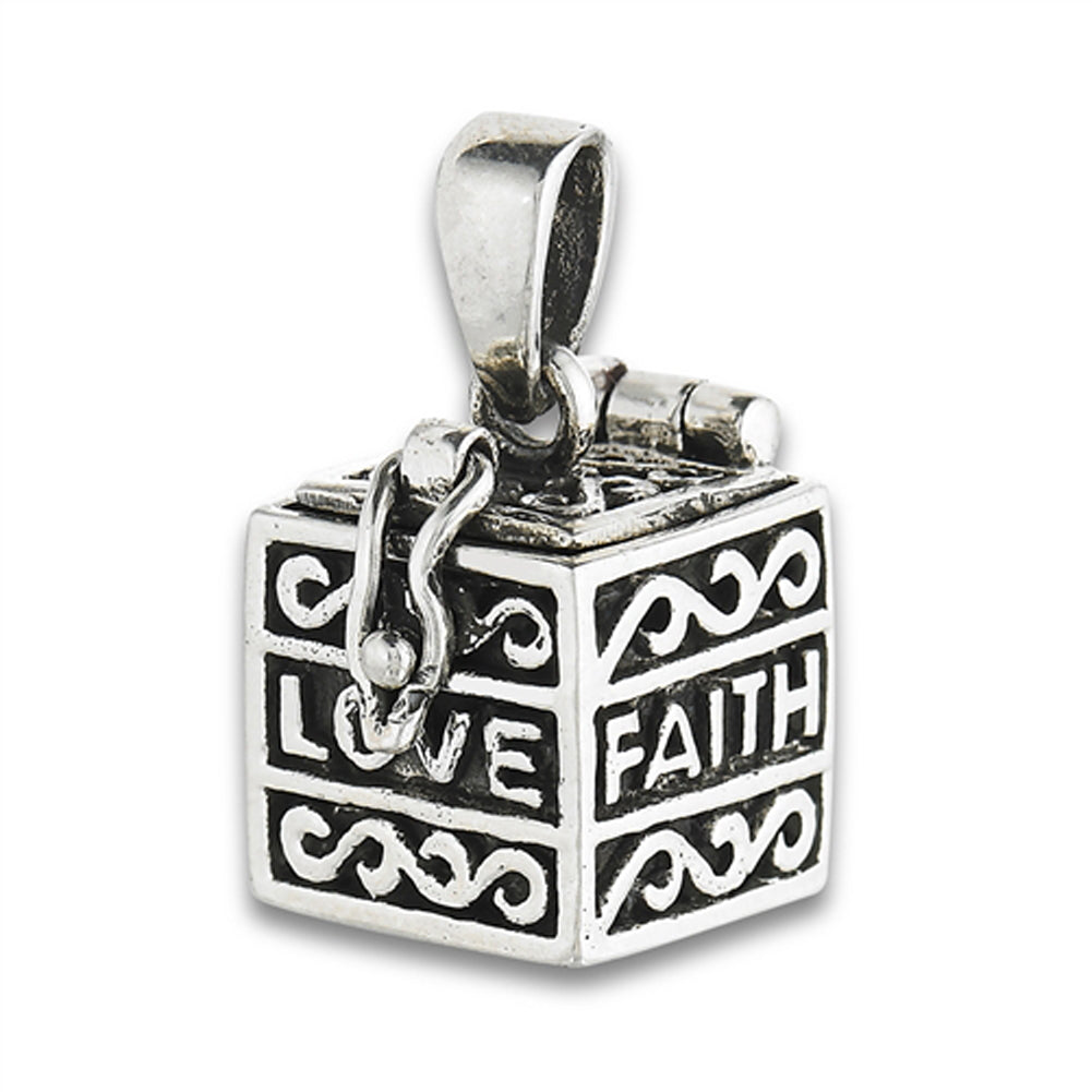 Prayer Hinge Box Pendant .925 Sterling Silver Filigree Detailed Hope Faith Love Charm