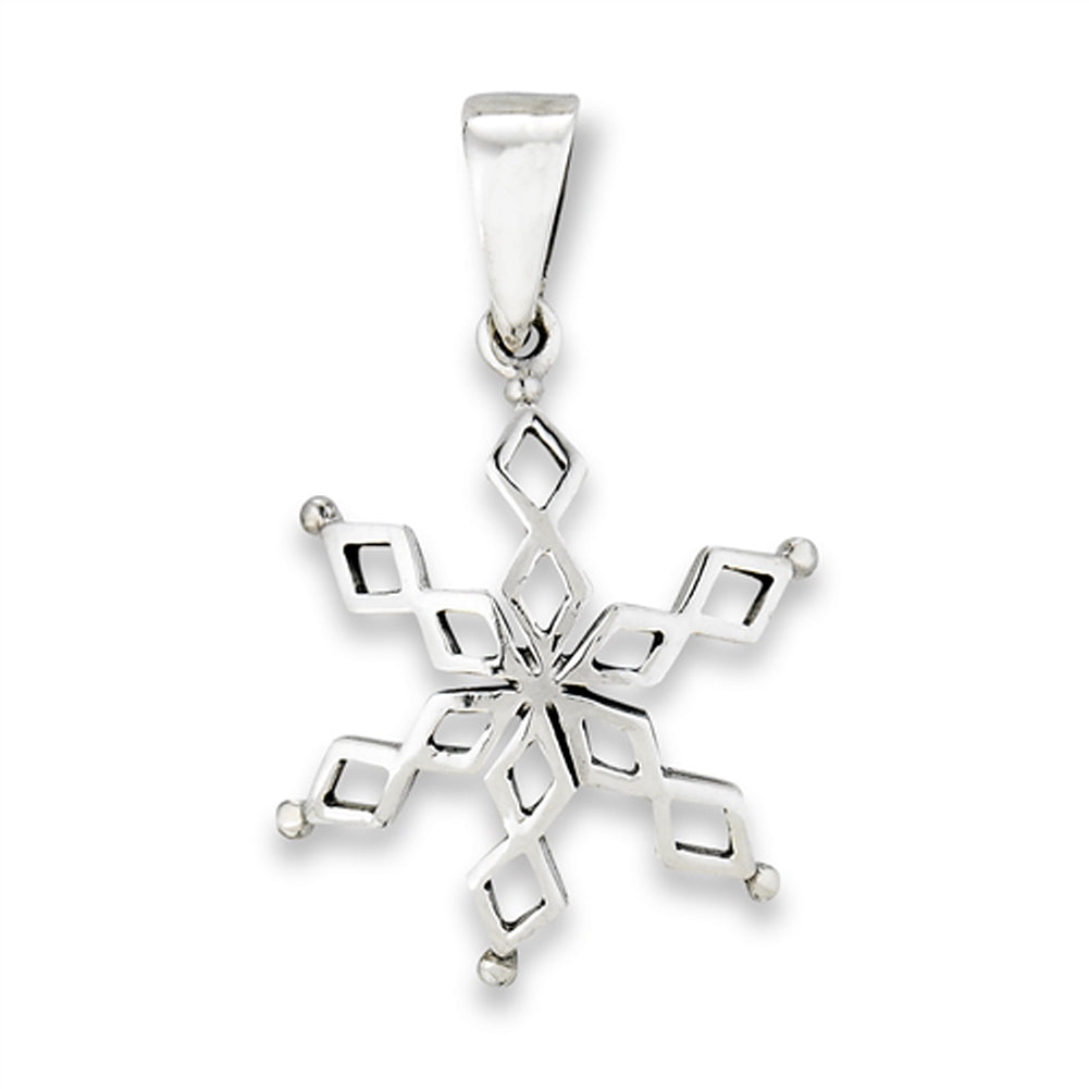 Geometric Snowflake Pendant .925 Sterling Silver High Polish Simple Repeating Charm