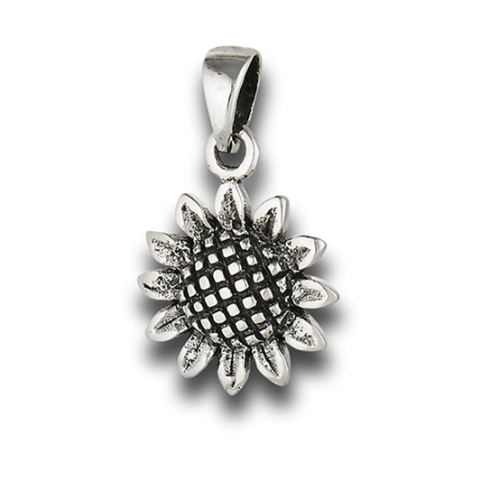 Flower Sunflower Pendant .925 Sterling Silver Classic Cute Sun Floral Charm
