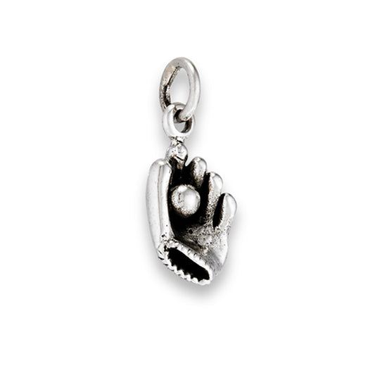 Glove Baseball Pendant .925 Sterling Silver Sports Team Ball Fitness Catcher Charm