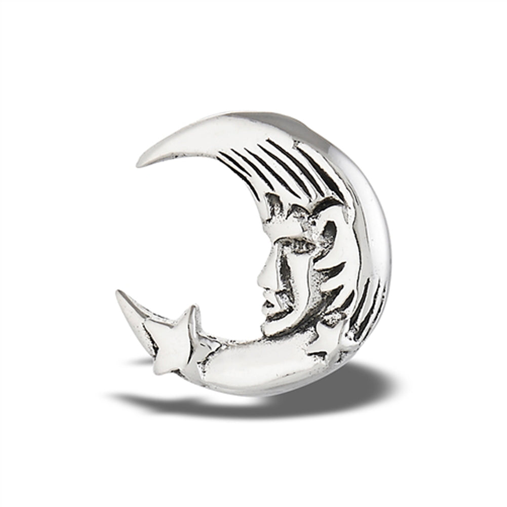 Star Moon Pendant .925 Sterling Silver Space Planet Celestial Cosmic Mystic Charm