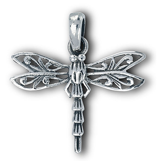 Insect Dragonfly Pendant .925 Sterling Silver Vintage Style Animal Bug Charm