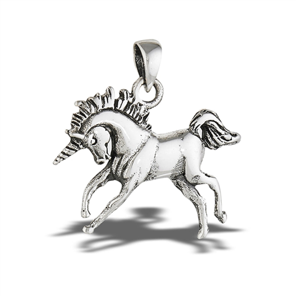 Mystical Unicorn Pendant .925 Sterling Silver Animal Prancing Magic Unique Charm