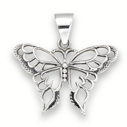 Wings Butterfly Pendant .925 Sterling Silver Unique Cutout Detailed Open Charm