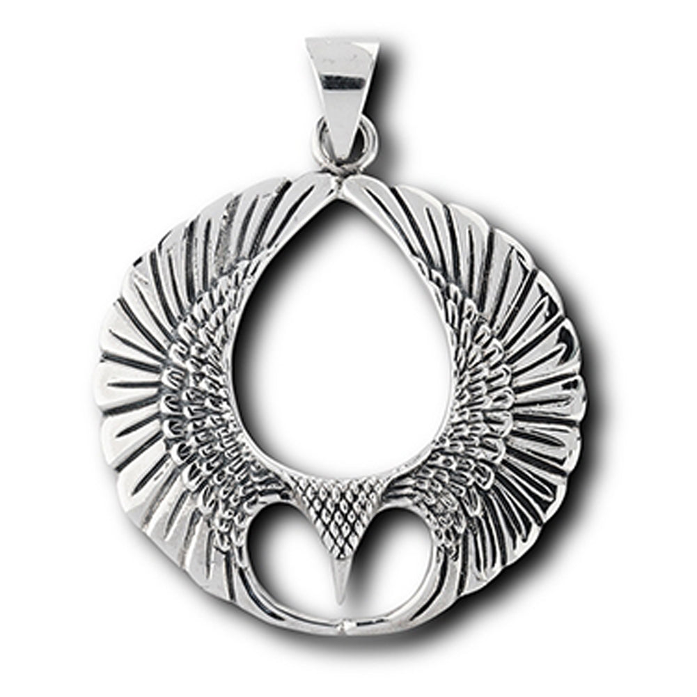 Eagle Wing Pendant .925 Sterling Silver Unique Teardrop Bird Spirit Feather Charm
