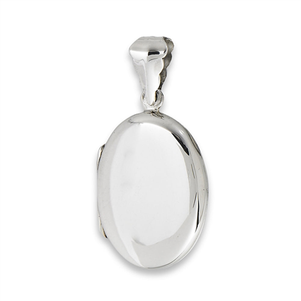 Locket Oval Pendant .925 Sterling Silver Classic Egg Traditional Minimalist Charm