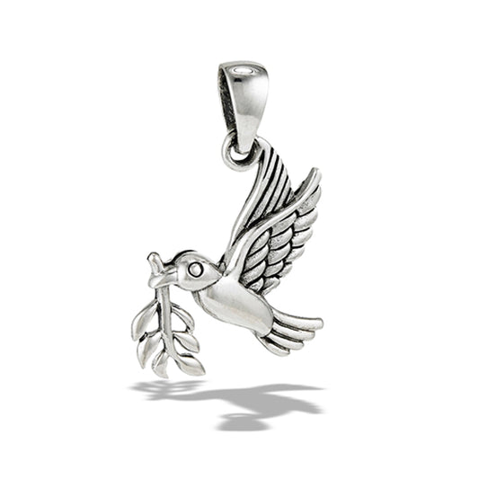 Sterling Silver Polished Peace Dove Pendant Love Coexist Faith Charm 925 New