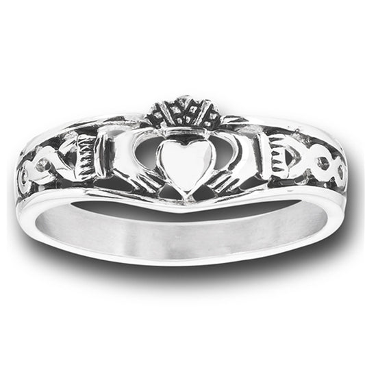 Filigree Infinity Celtic Claddagh Heart Ring New Stainless Steel Band Sizes 5-10
