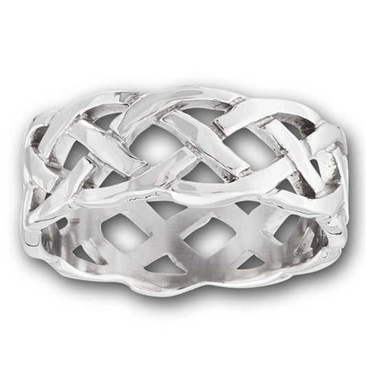 Wide Heavy Celtic Infinity Knot Wedding Ring New Stainless Steel Band Sizes 7-14