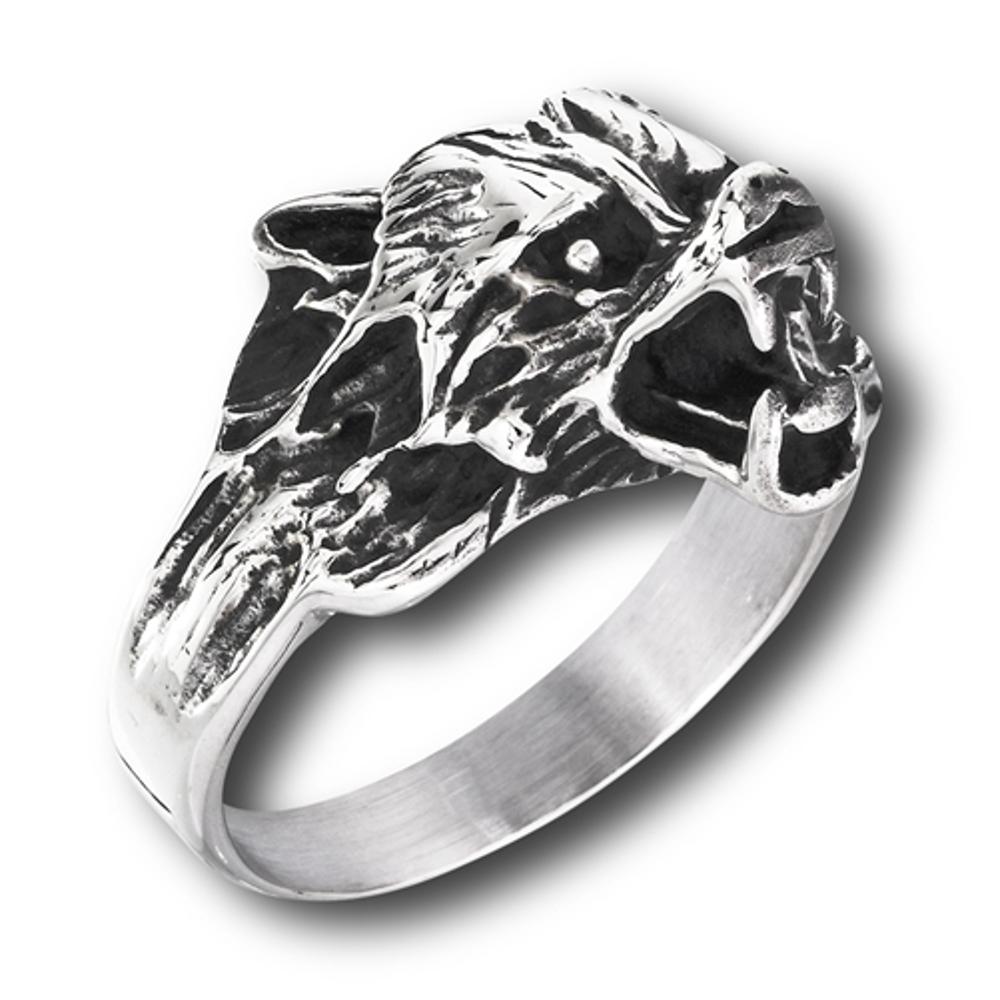 Wolf Head Teeth Animal Ring New Stainless Steel Wild Dog Band Sizes 8-15