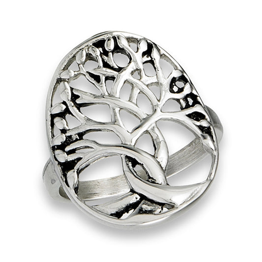 Tree of Life Knot Branches Filigree Leaf Ring Stainless Steel Band Sizes 6-10