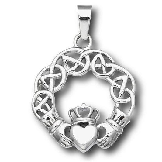 Celtic Knot Claddagh Heart Pendant Love Loyalty Eternity Irish Charm
