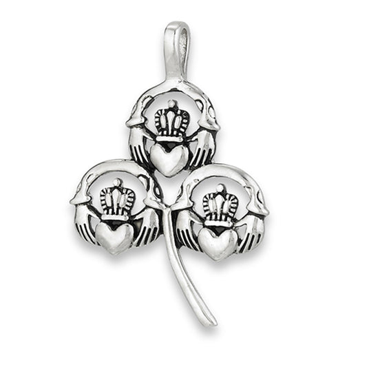 Eternity Claddagh Heart Clover Pendant Friendship Love Celtic Loyalty Charm