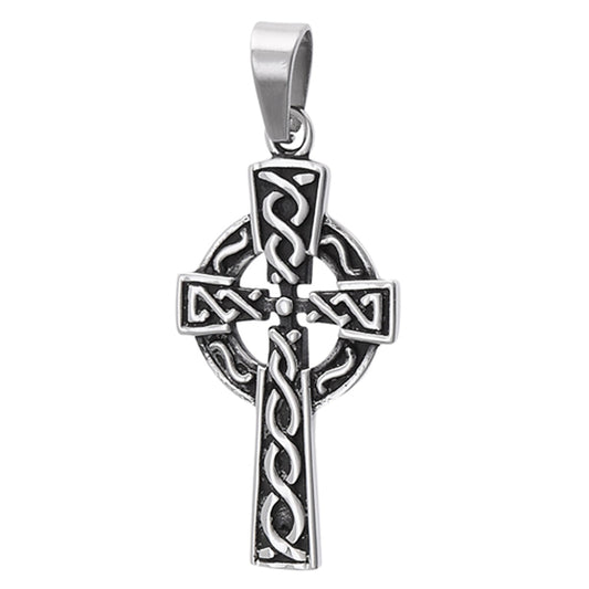 Oxidized Irish Knot Celtic Cross Pendant Weave Sun Vintage Charm