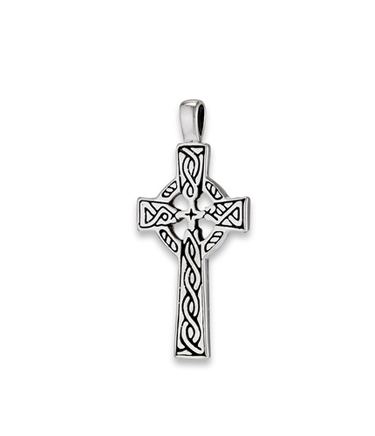 Eternity Celtic Cross Pendant Nimbus Interwoven Oxidized Knot Rope Charm