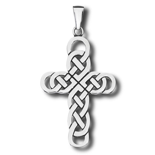 Trinity Knot Celtic Cross Pendant Intricate Interwoven Eternity Weave Charm
