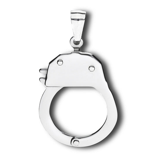 Open Lock Handcuff Pendant High Polish Realistic Heavy Charm