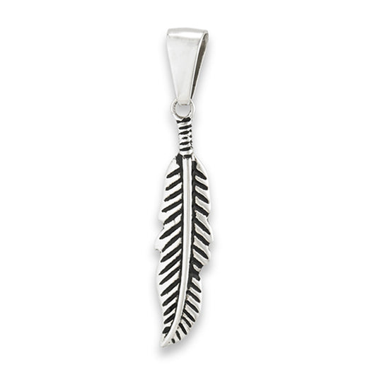 Leaf Feather Pendant Nature Oxidized Native American Charm