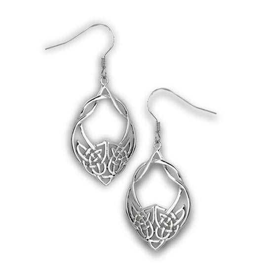 Knot Celtic Weave Dangle Interwoven Criss Cross Triquetras Weave Trinity Earrings
