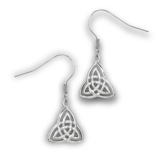 Double Triquetra Celtic Intricate Eternity Dangle Weave Trinity Knot Earrings