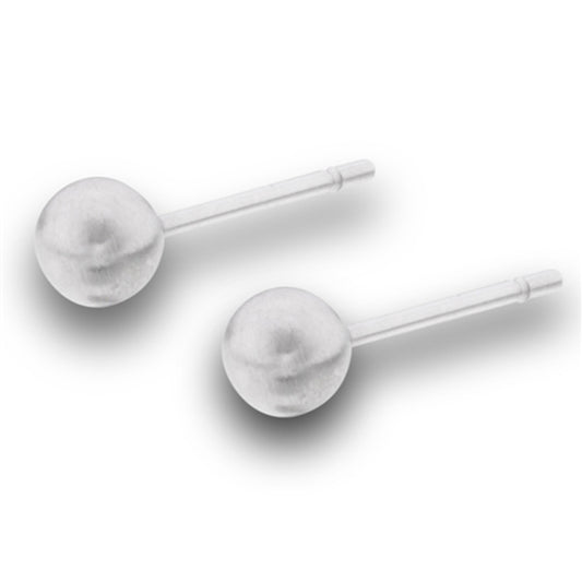 4mm Bead Stud Brush Ball Round Plain Basic Stud Earrings