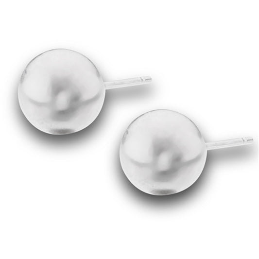 8mm Bead Stud Brush Ball Large Round Plain Stud Earrings