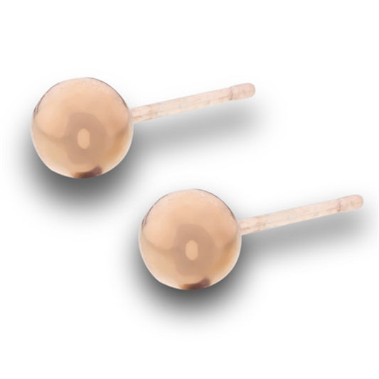 High Polish Rose Gold-Tone Round Classic 5mm Ball Stud Plain Stud Earrings