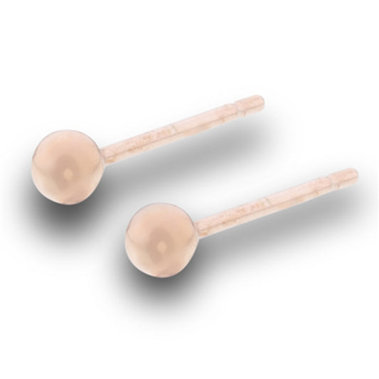 High Polish Rose Gold-Tone Plain Round 3mm Ball Stud Basic Stud Earrings